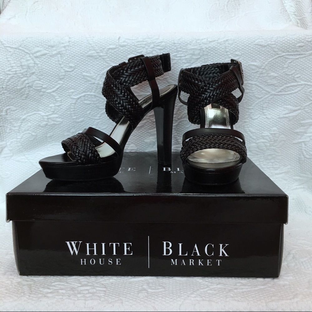 WHBM 'Lido' Strappy Black Sandals